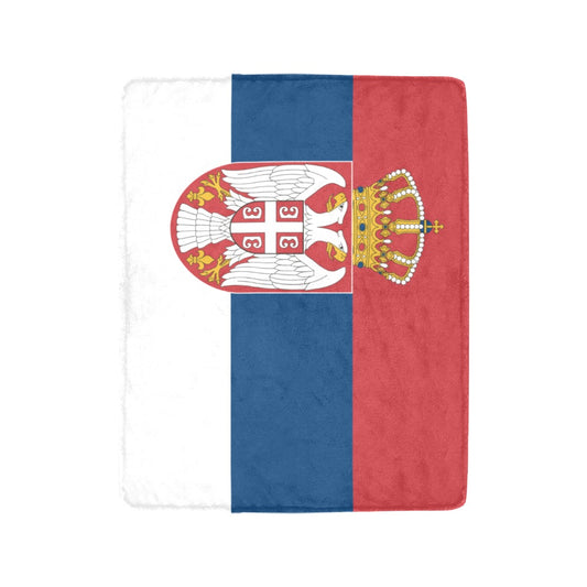 Luv My Flag Serbia blanket with national emblem design.