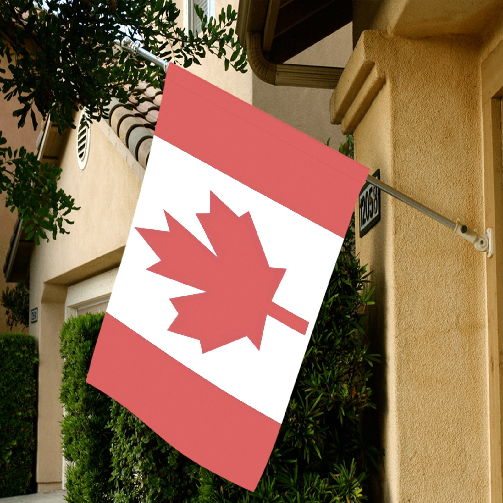 House displaying Luv My Flag's red Canadian-themed flag.