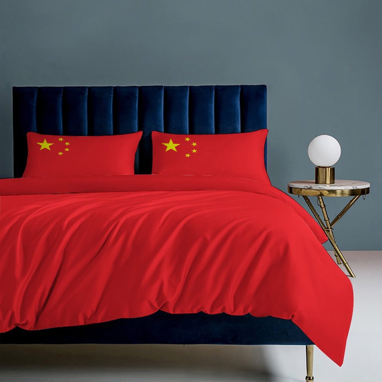 China Flag Inspired 3-Piece Bedding Set (1 Duvet Cover + 2 Pillow Shams) – 102"×90"