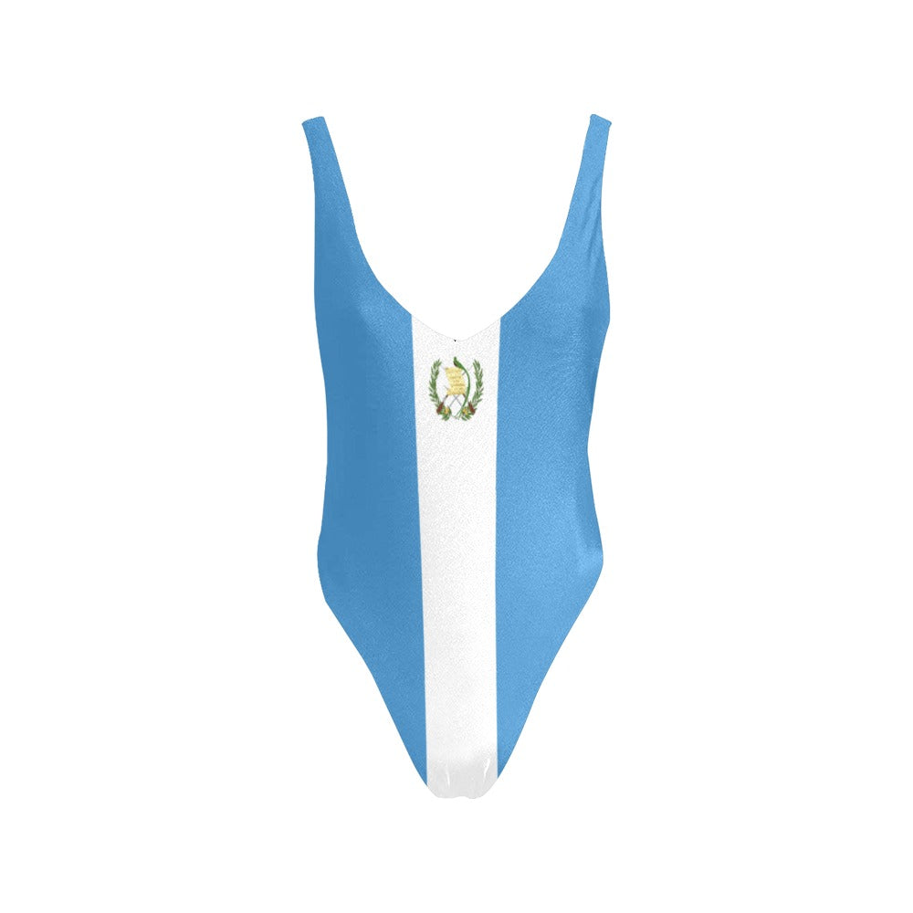 Guatemala Flag Inspired Women’s Backless One-Piece Swimsuit