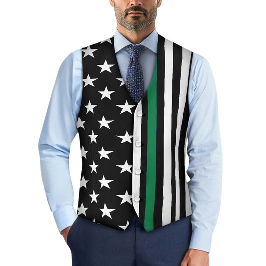 Thin Green Line Flag Inspired Suit vest jacket