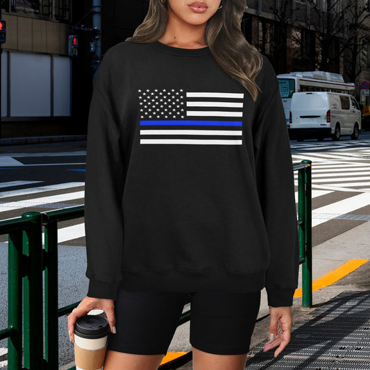 Thin Blue Line Flag Unisex Fleece Sweatshirt (Made in the USA)