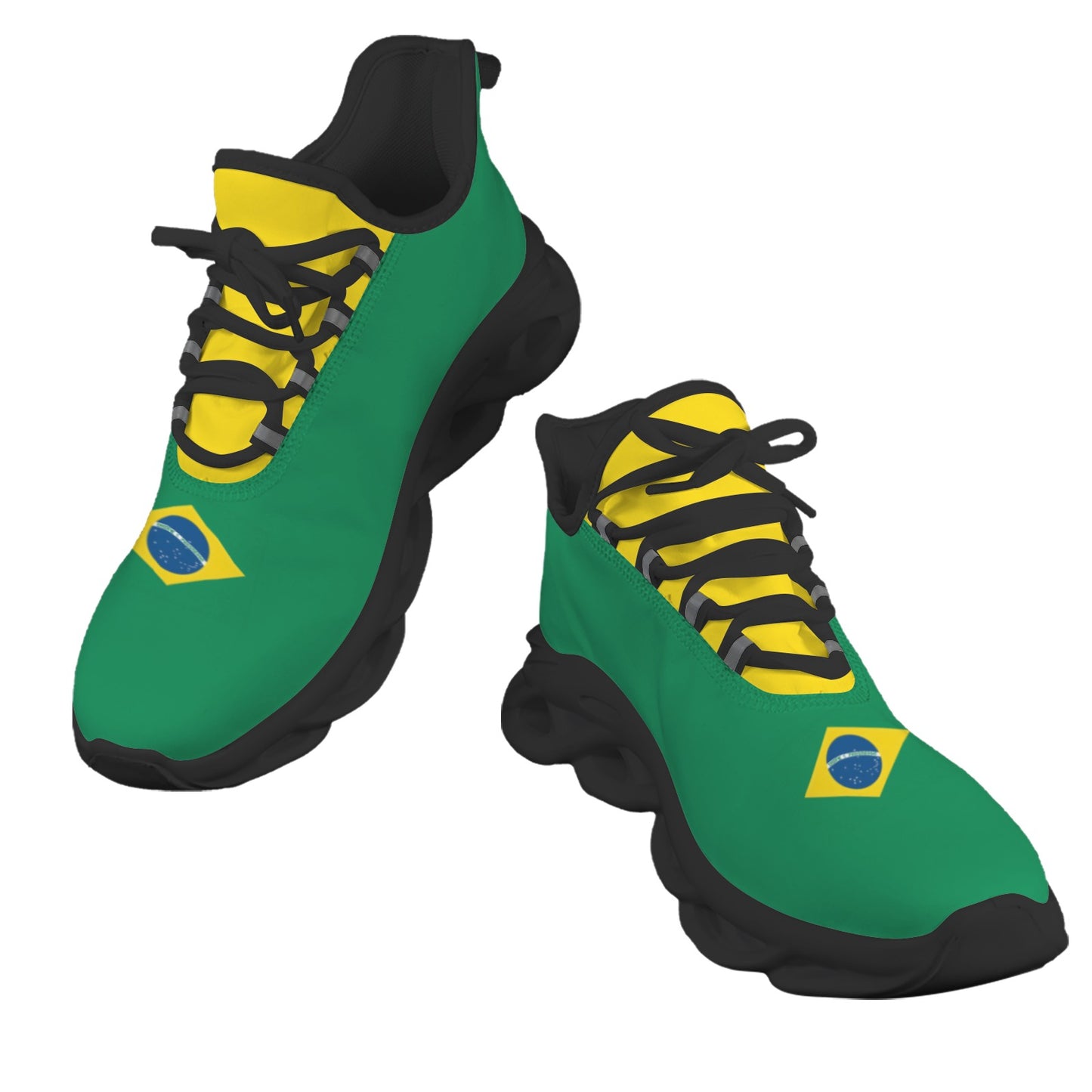 Brazil Flag Inspired Men's Twisted Sole Sneakers