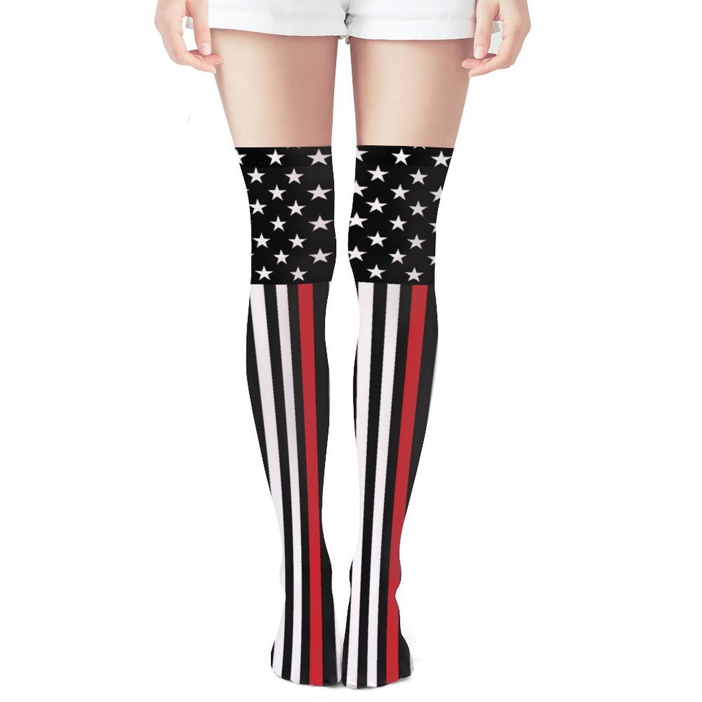 Thin Red Line Flag Trendy Stockings(Long)