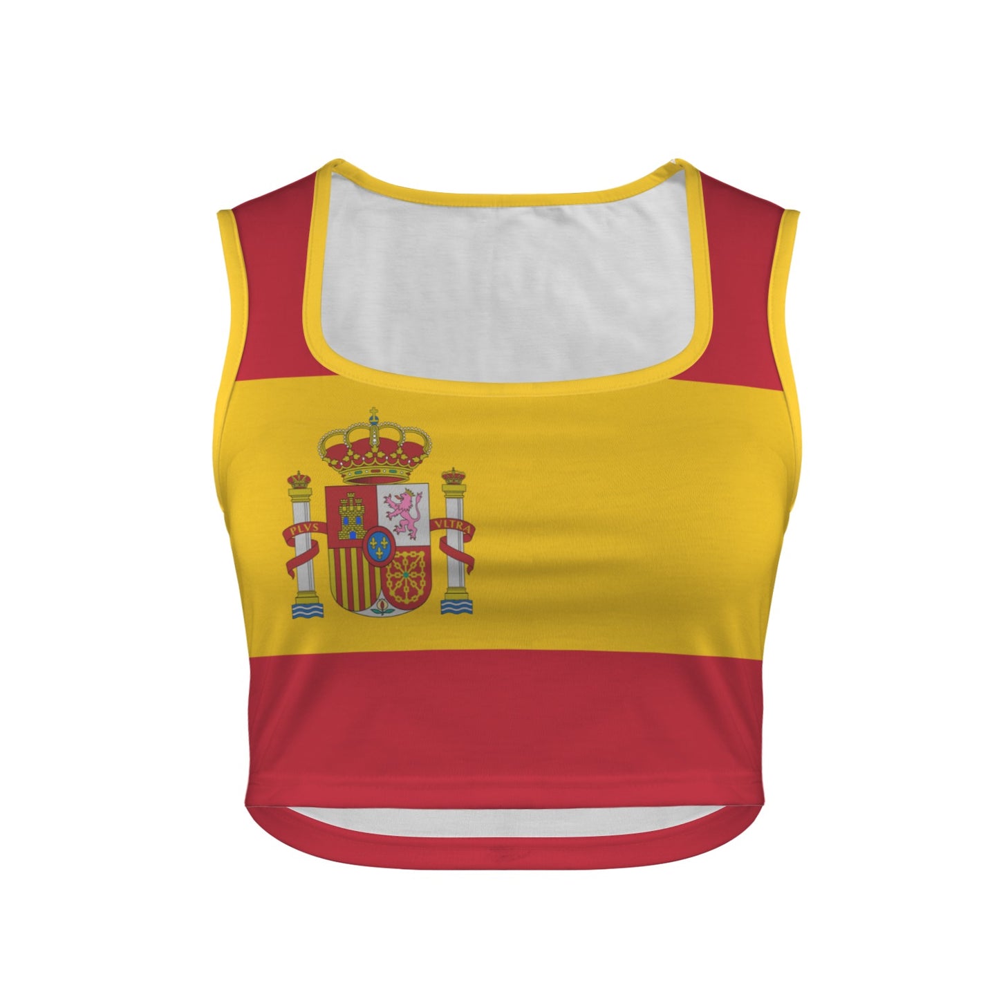 Spain Flag Inspired Square Neck Crop Tank Tops