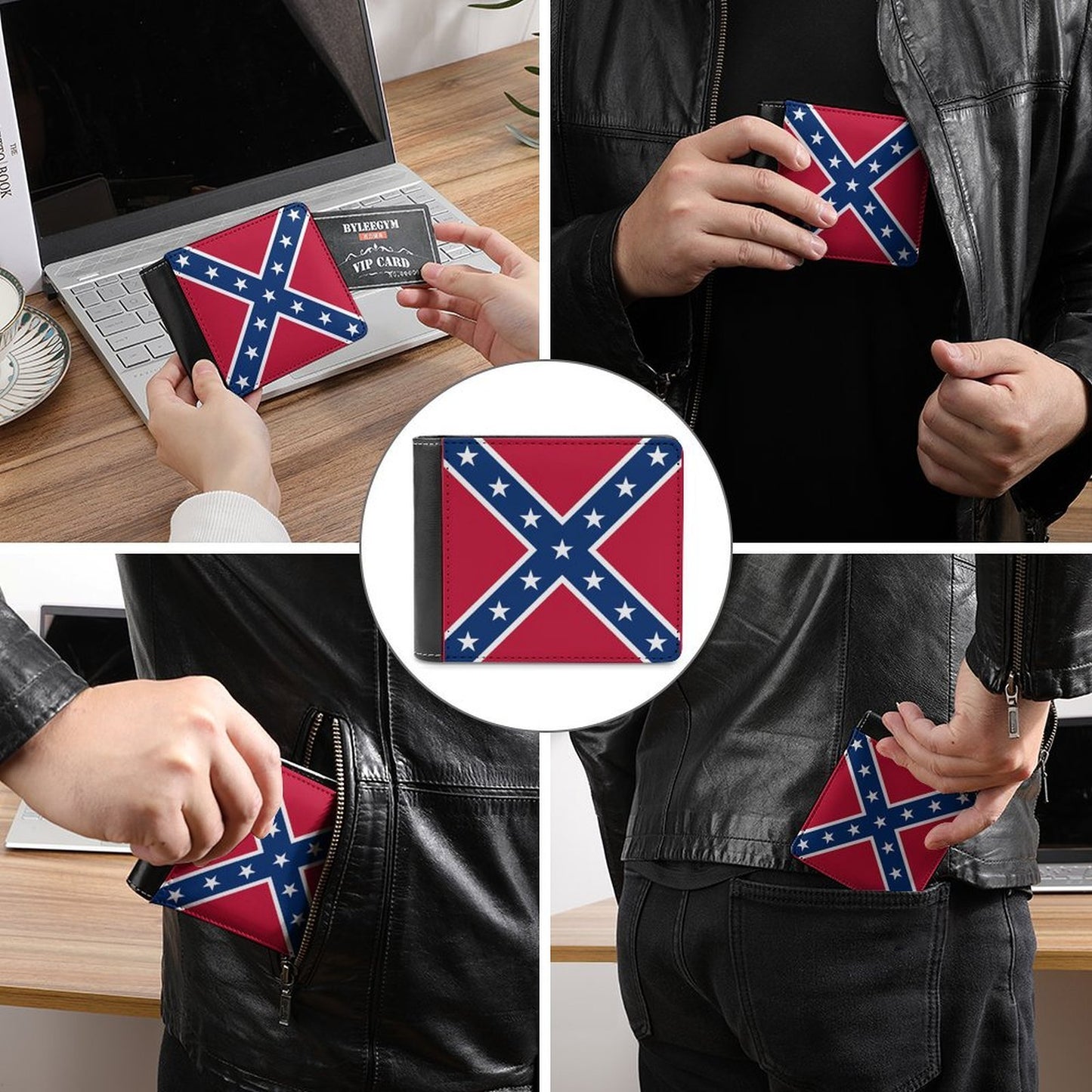 Confederate Battle Flag Inspired Men's Wallet