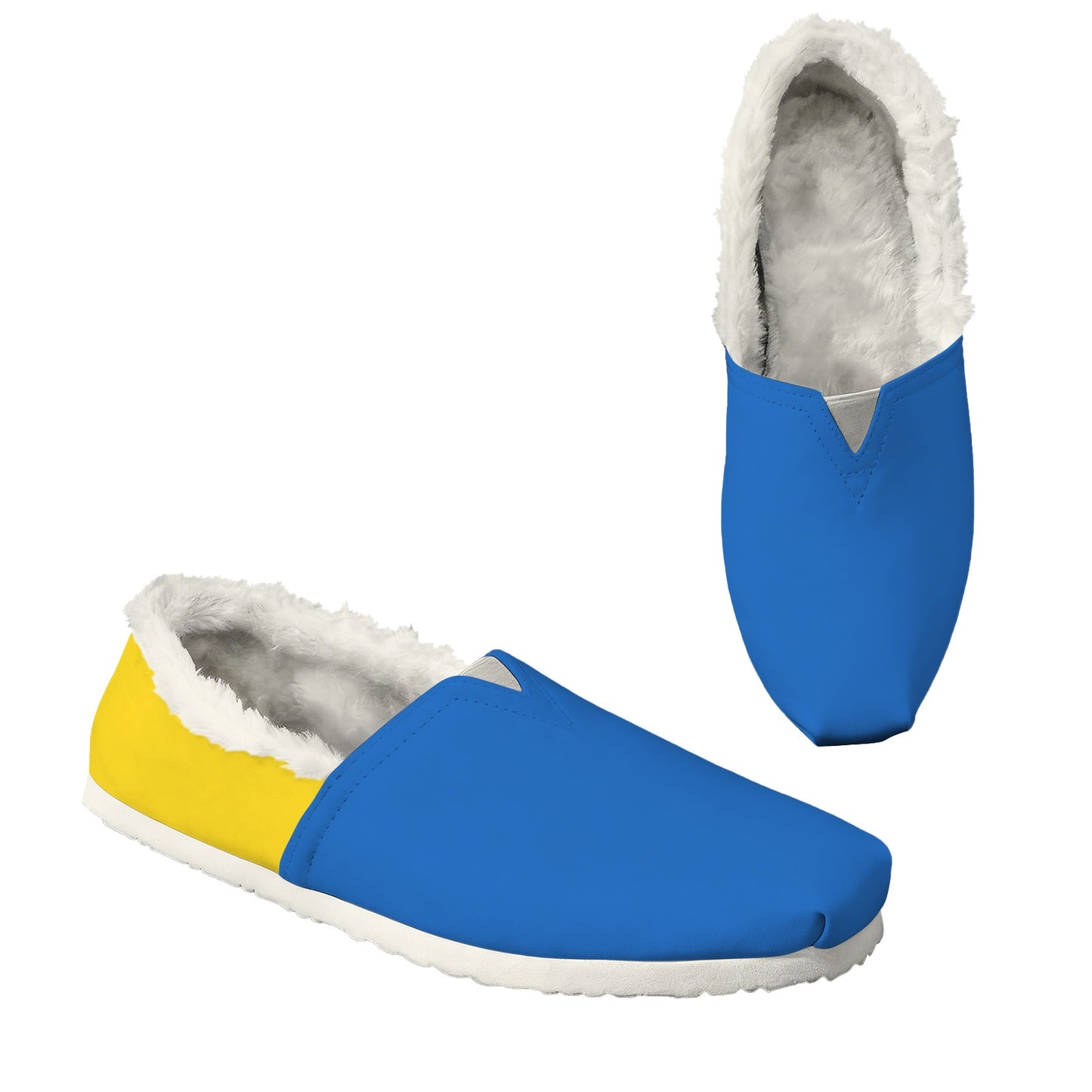 Ukraine Flag Inspired Women's Fleece-Lined Canvas Slip-On