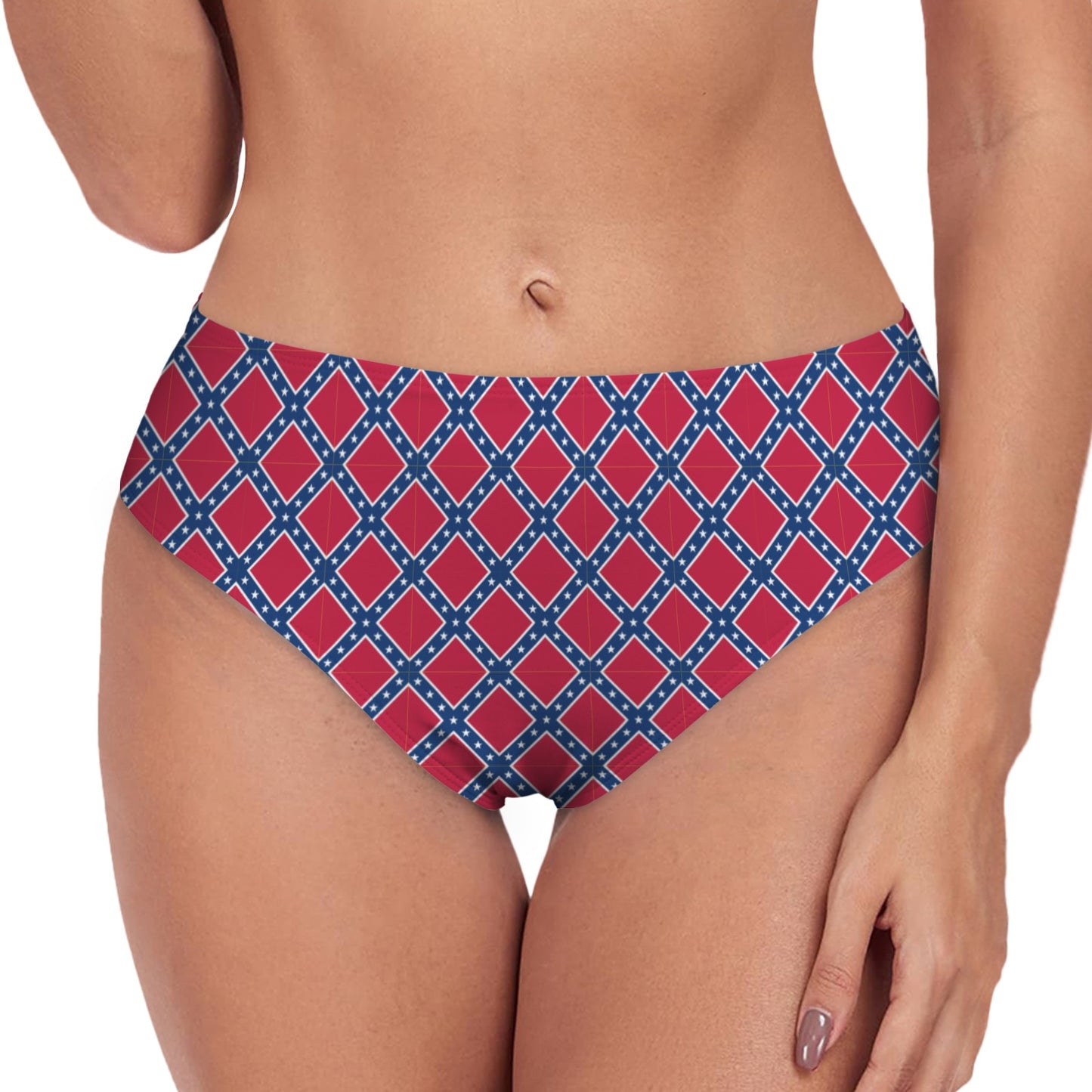 Confederate States Battle Flag Pattern High-Waisted Bikini Bottom