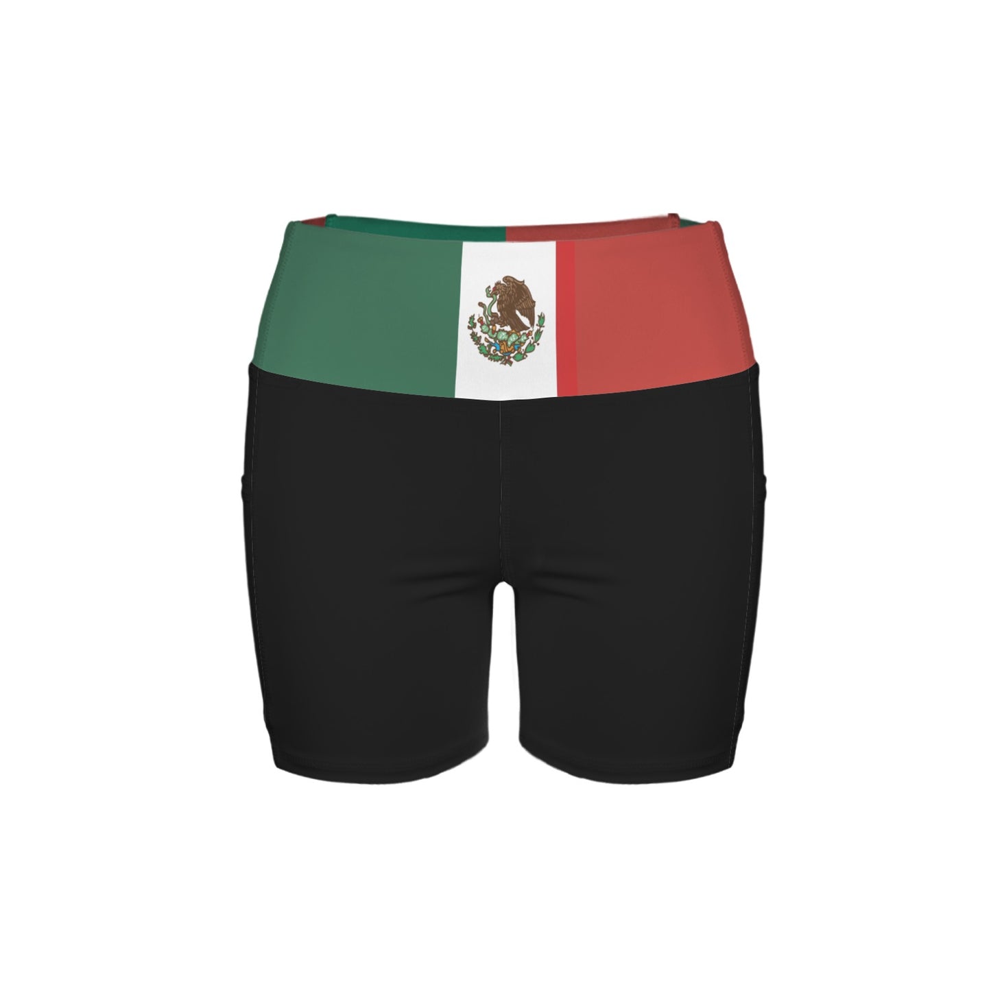 Mexico Flag Inspired Pocket Yoga Active Shorts