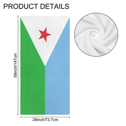 Djibouti Flag Inspired Custom Bath Towel 29"x58"(Made in USA)