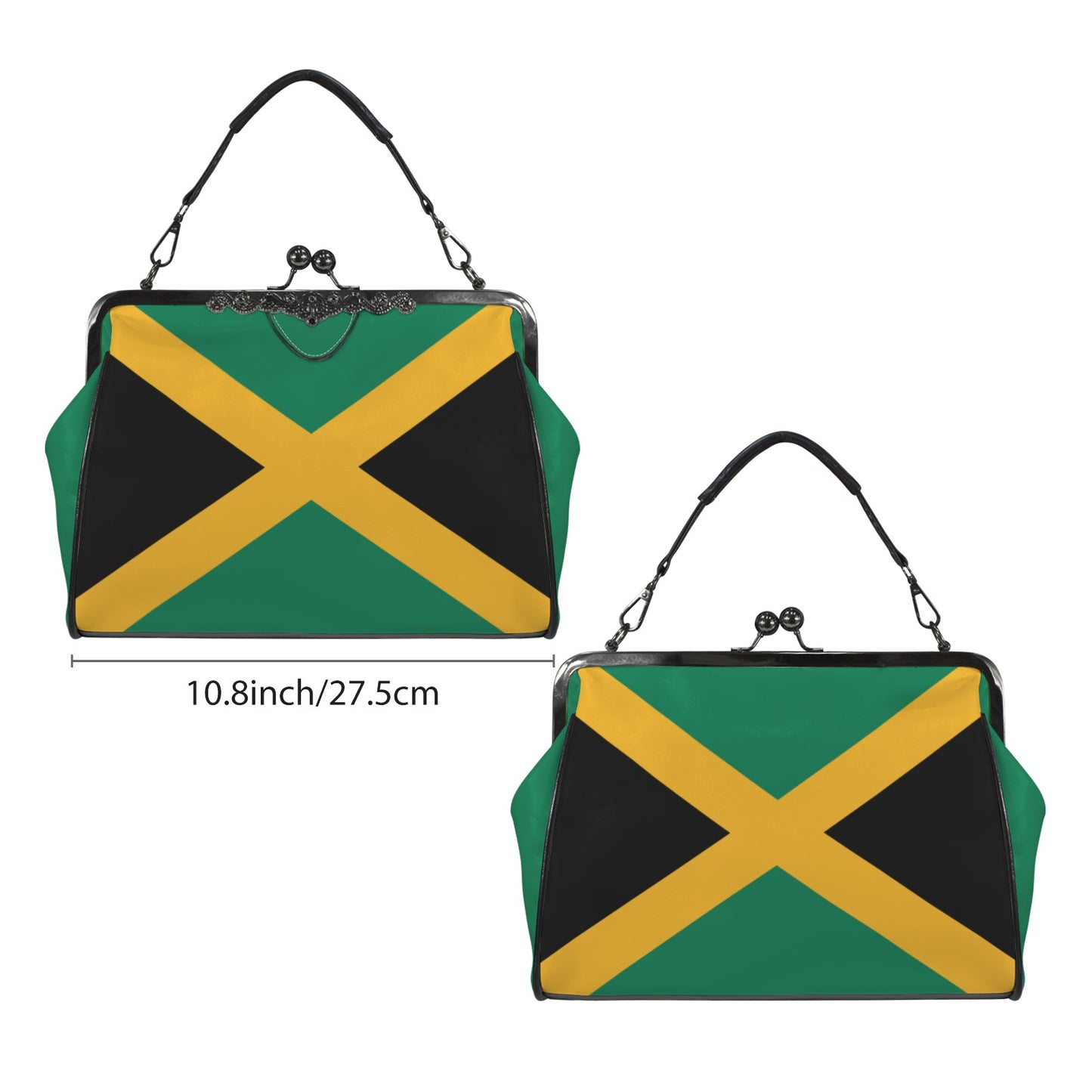 Jamaica Flag Inspired Kisslock Crossbody Shoulder Bag