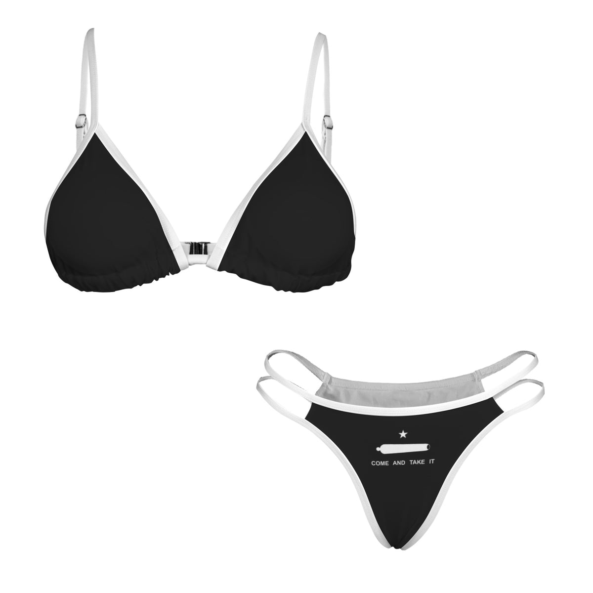 Come and Take It Flag Inspired Double-Strap Triangle Bikini Set