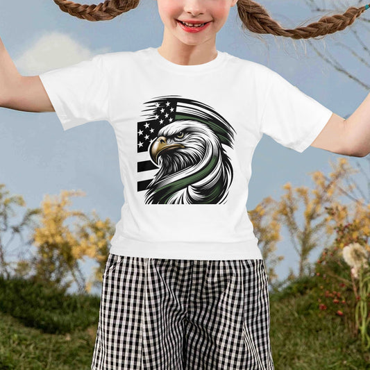 Thin Green Line Flag Eagle Girls T-Shirt Made in the USA