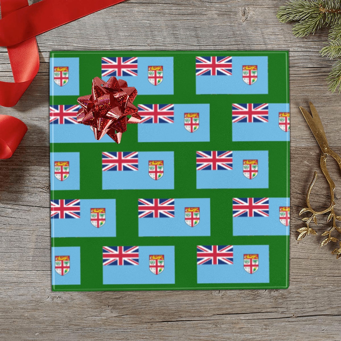Fiji Flag Inspired Custom Gift Wrapping Paper 58"x 22.5" (4 Rolls)