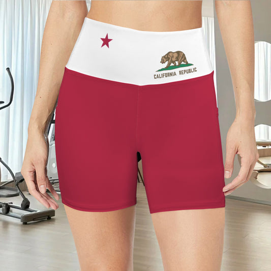 California Flag Pocket Yoga Active Shorts