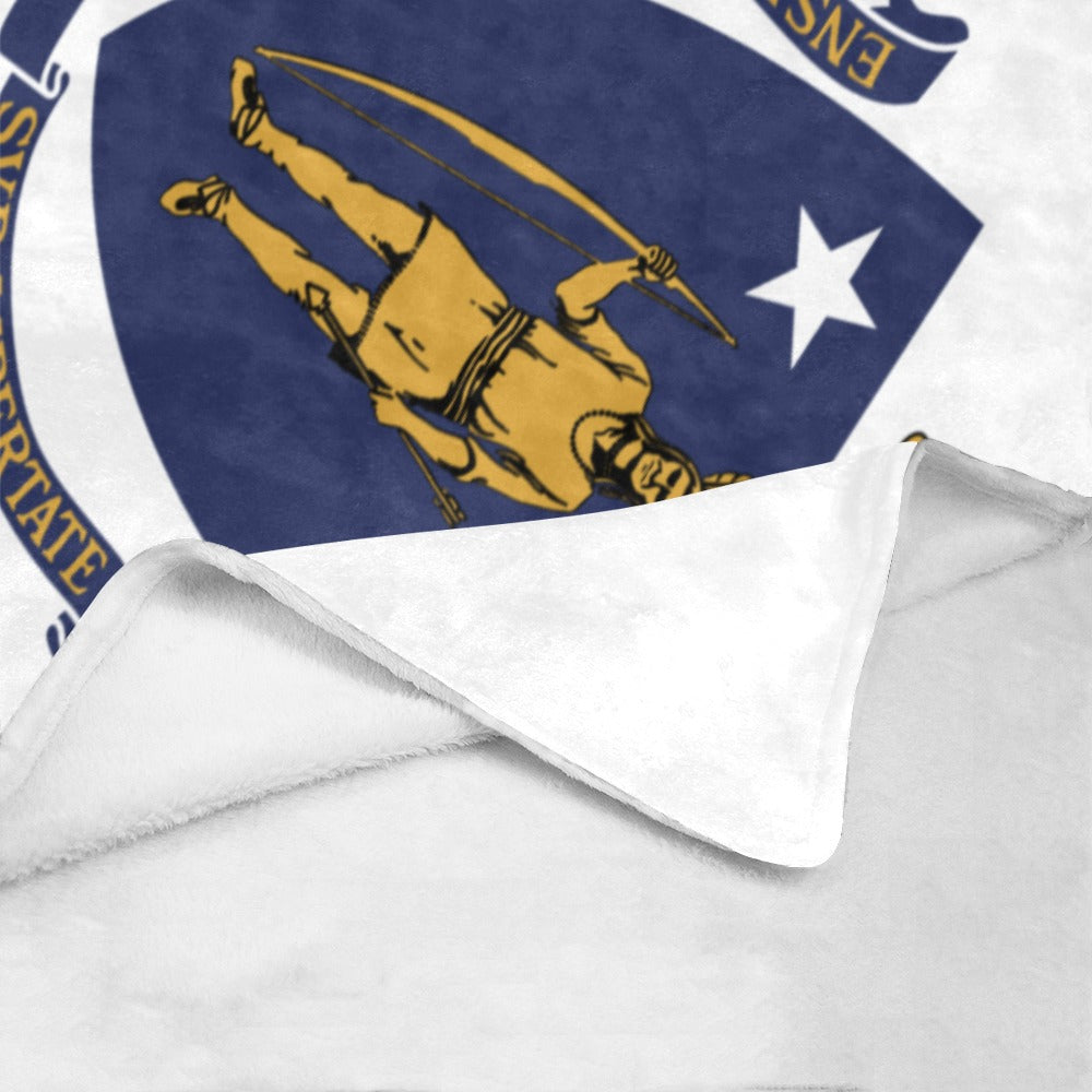 Luv My Flag blanket featuring Massachusetts state emblem design.