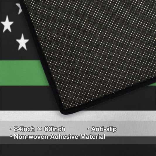 Thin Green Line Flag Inspired 84x60 Inch Area Rug with Black Binding (Made in the USA)