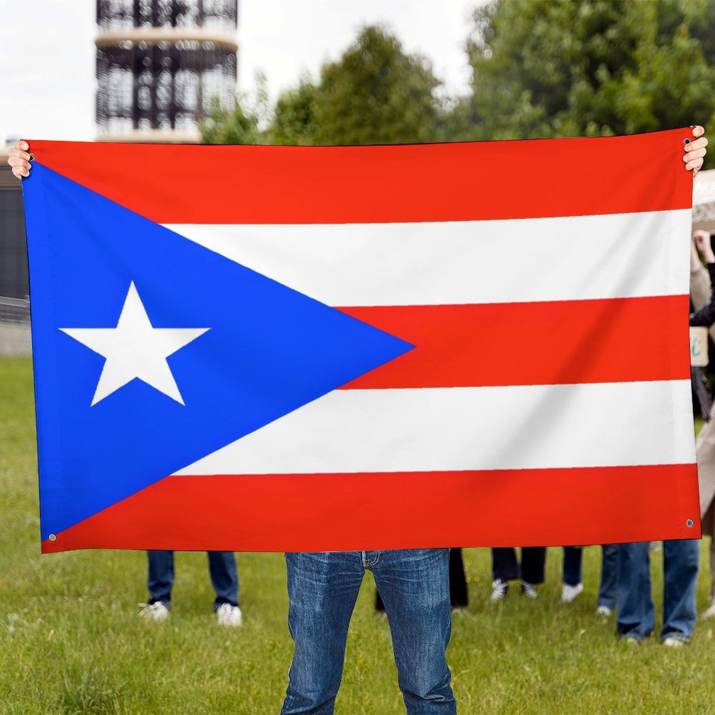 Puerto Rico Flag Inspired Wall Mount Flag with Four Grommets (35x59 in)