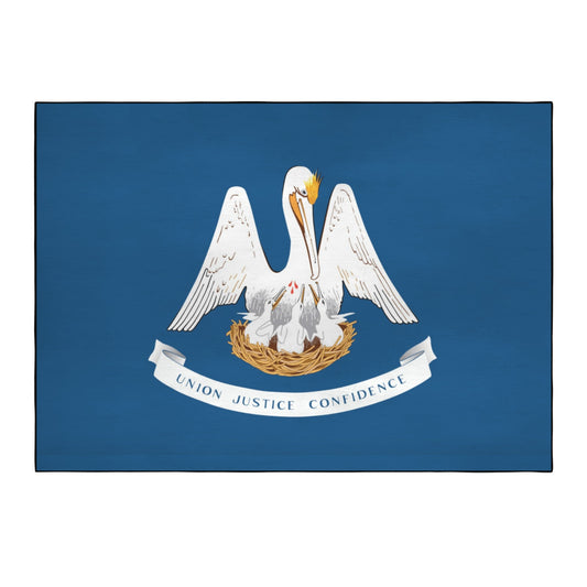 Louisiana Flag Inspired 84x60 Inch Area Rug with Black Binding (Made in the USA)