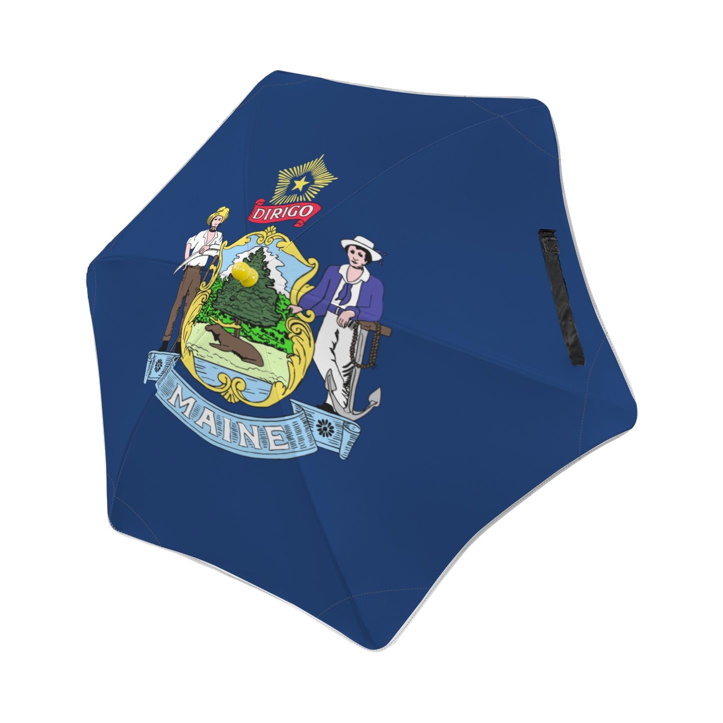 Maine Flag Inspired Kids Safe Round Corner Umbrella