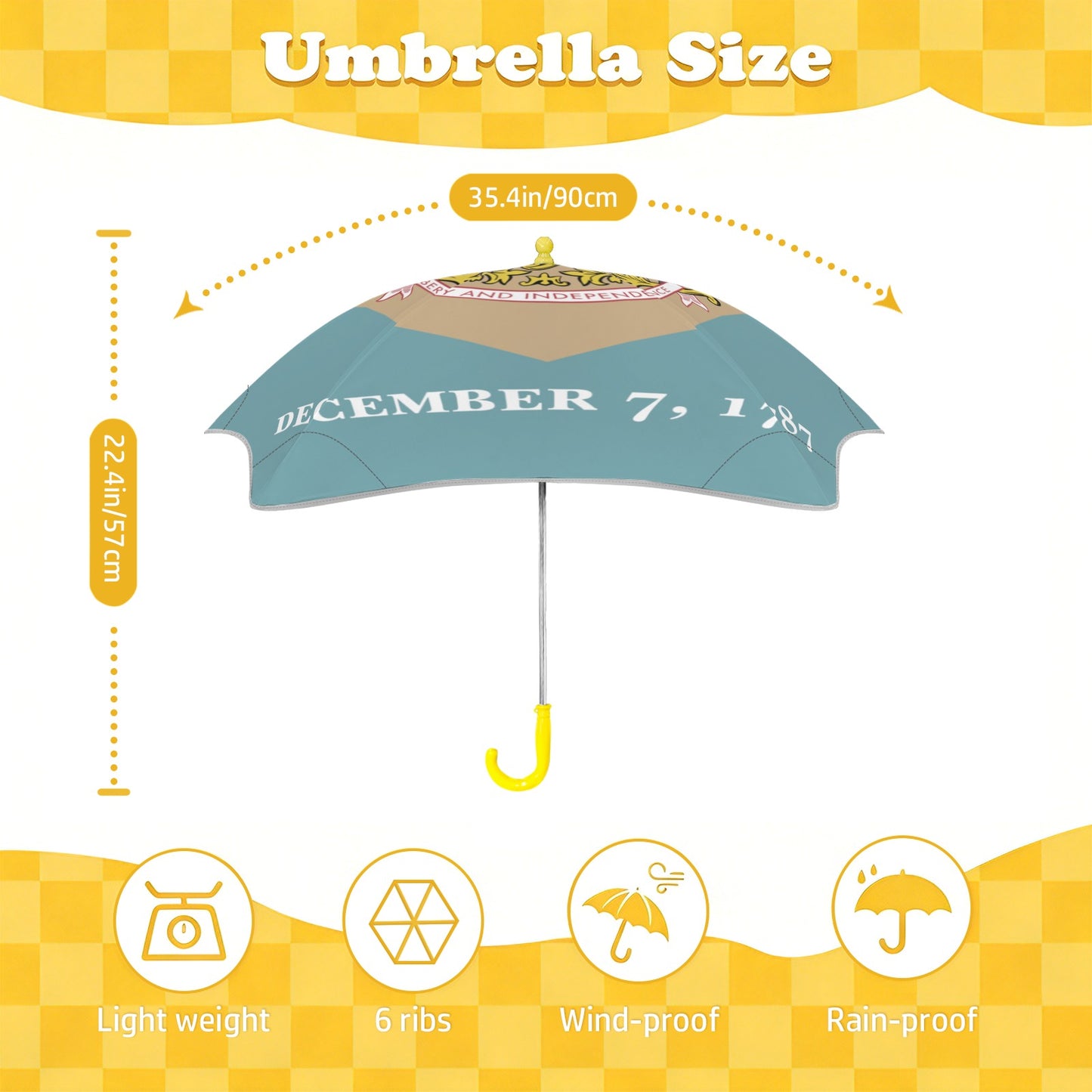 Delaware Flag Inspired Kids Safe Round Corner Umbrella