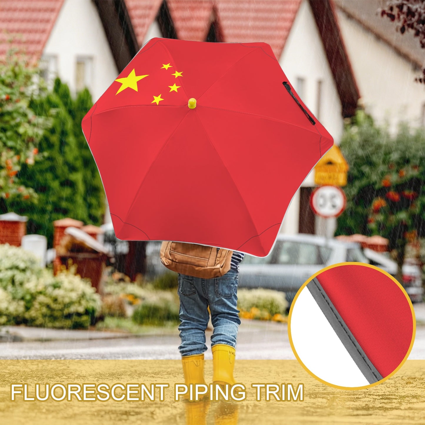 China Flag Inspired Kids Safe Round Corner Umbrella