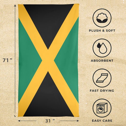 Jamaica Flag Inspired Beach Towel 31"x71" (Made in USA)