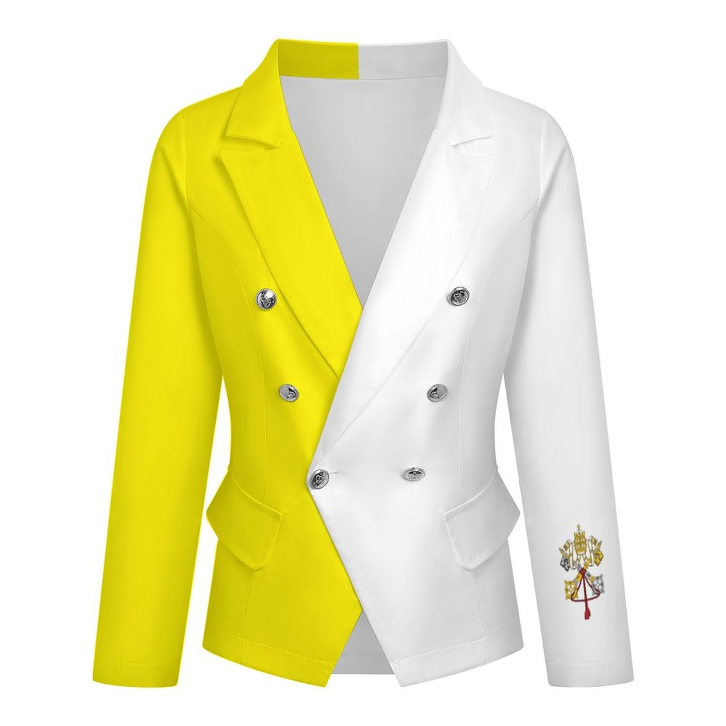 Vatican City Flag Inspired Women’s Double Breasted Blazer