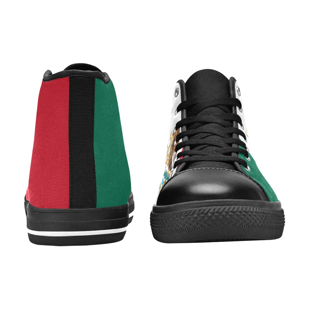 Mexico Flag Inspired Kid's High Top Canvas Shoes