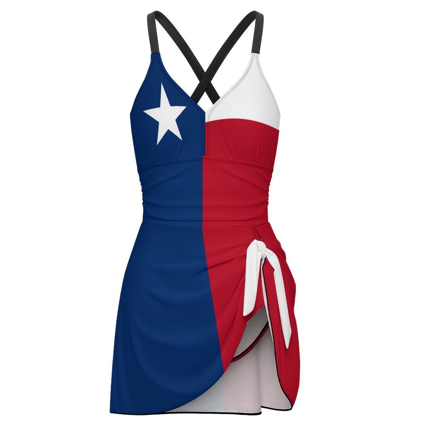 Texas Flag Inspired Women's Hem Tie One-piece Swimsuit
