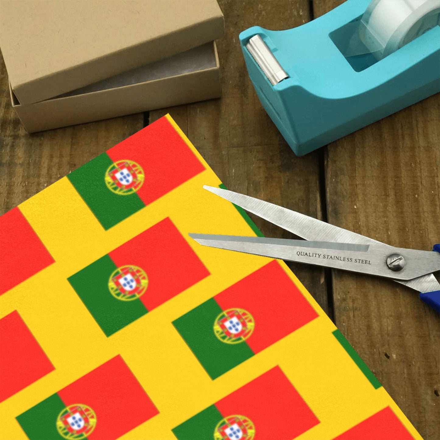Portugal Flag Inspired Custom Gift Wrapping Paper 58"x 22.5" (4 Rolls)
