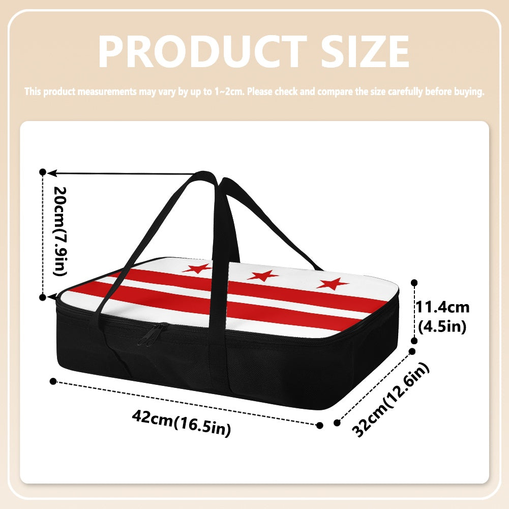 Washington D.C. Flag Inspired Insulated Casserole Carrier – Durable Hot & Cold Food Bag