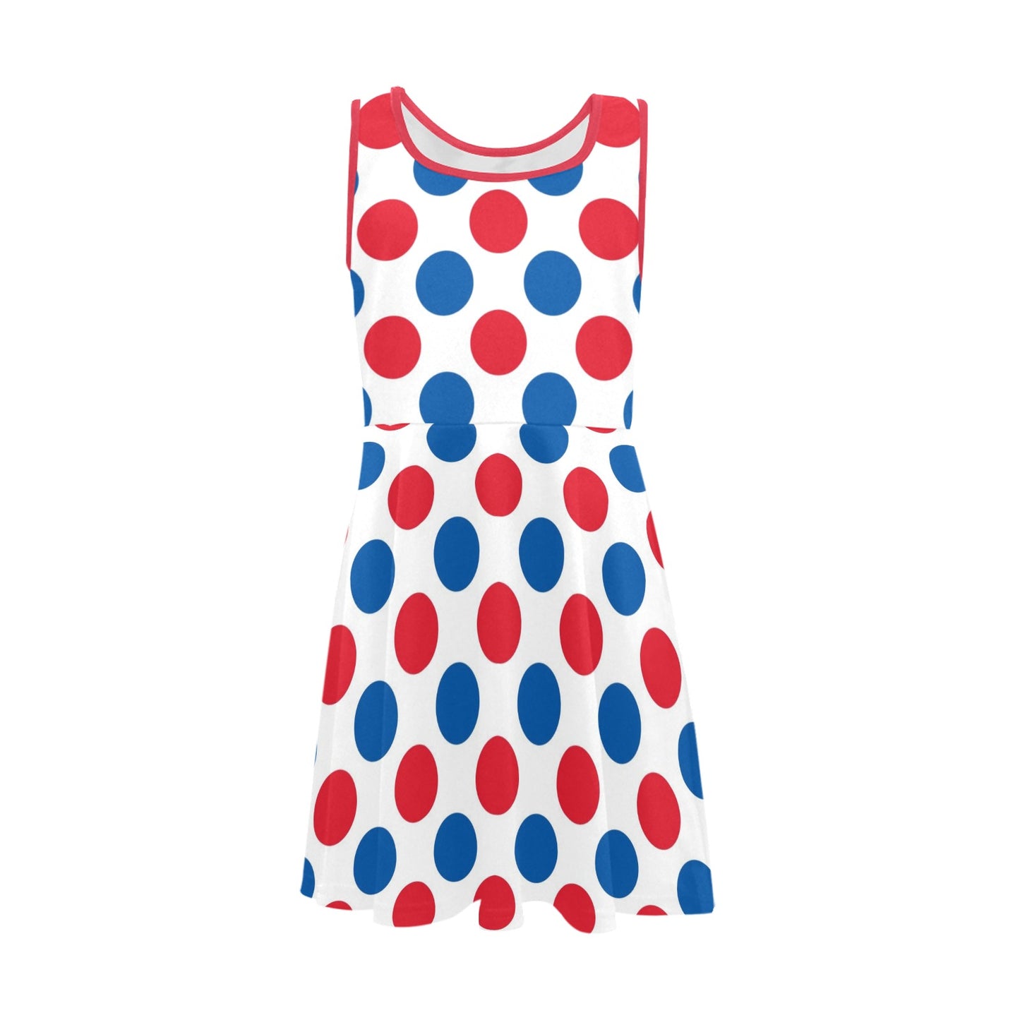 USA/American Flag Inspired Polka Dot Pattern Girls' Sleeveless Sundress | Ships from USA