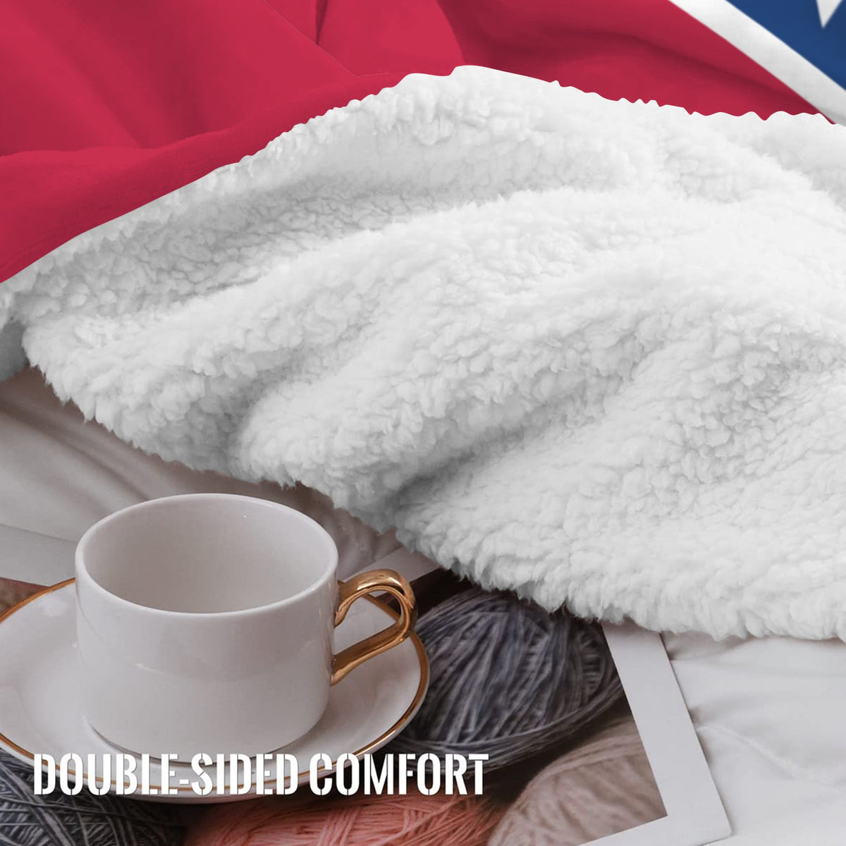 Confederate States Battle Flag Inspired Sherpa Fleece Blanket 90" x 108" | Prtinted in the USA