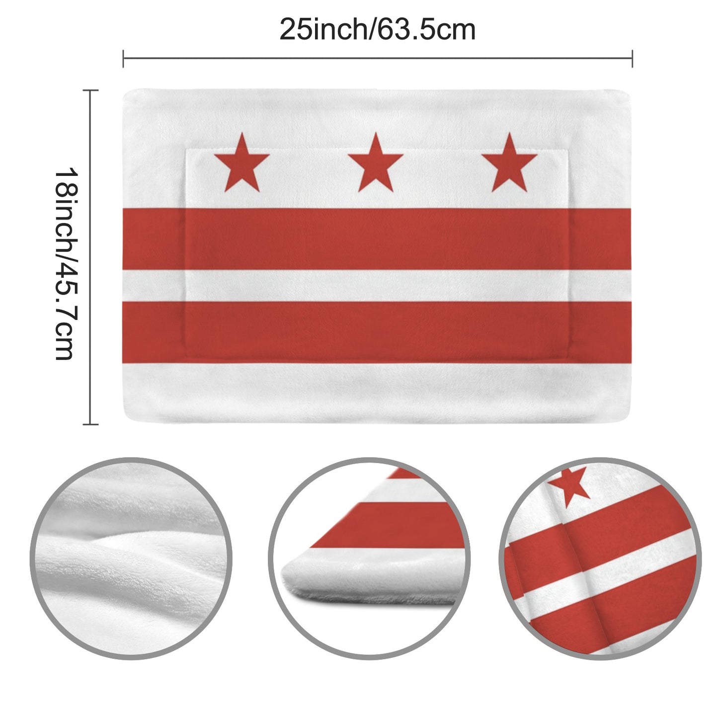 Washington D.C. Flag Inspired Pet Mat 25x18inch (Made in the USA)