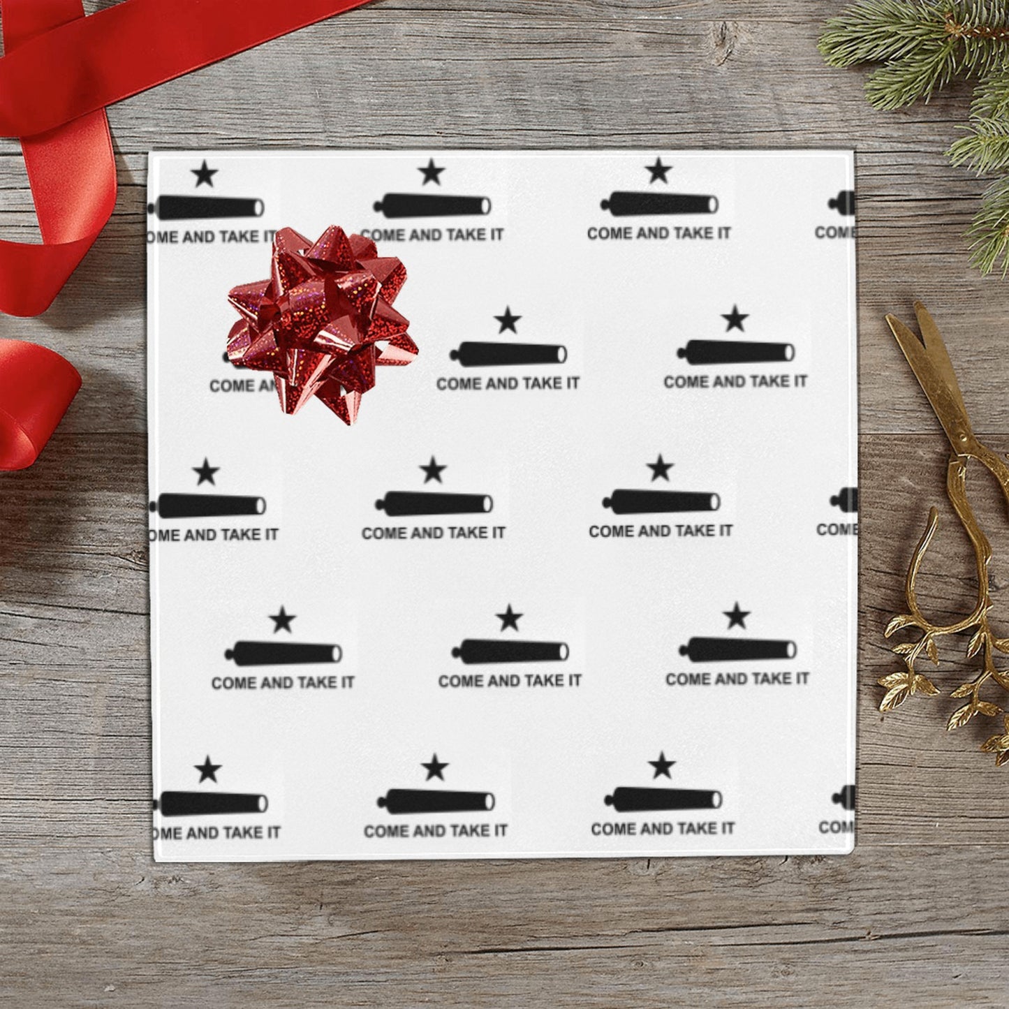 Come and Take It Flag Custom Gift Wrapping Paper 58"x 22.5" (4 Rolls)