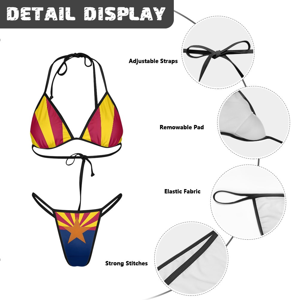 Arizona Flag Inspired Women's Triangle Bikini with Thong Bottom