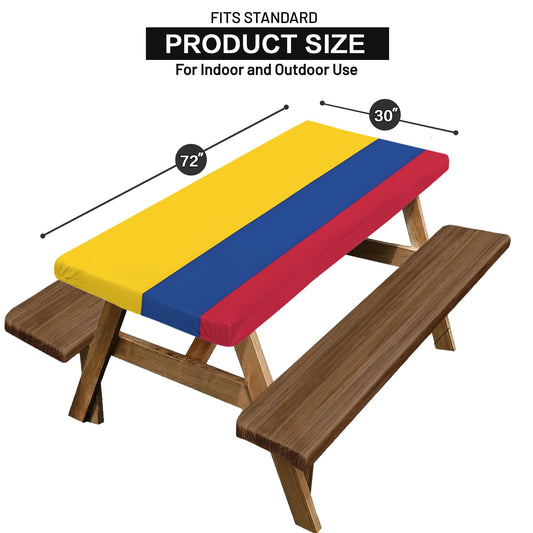 Colombia Flag Picnic Table Cover (72" x 30") (Made in the USA)