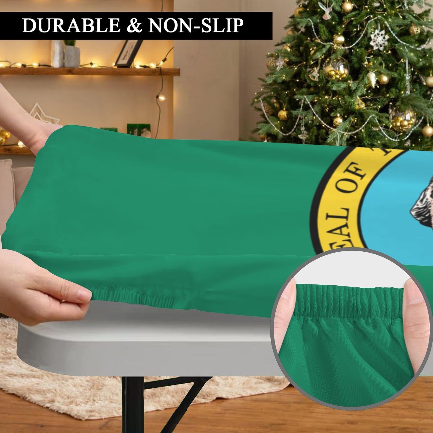 Washington Flag Inspired Custom Elastic Fitted Tablecloth 72x30 inch (Made in the USA)