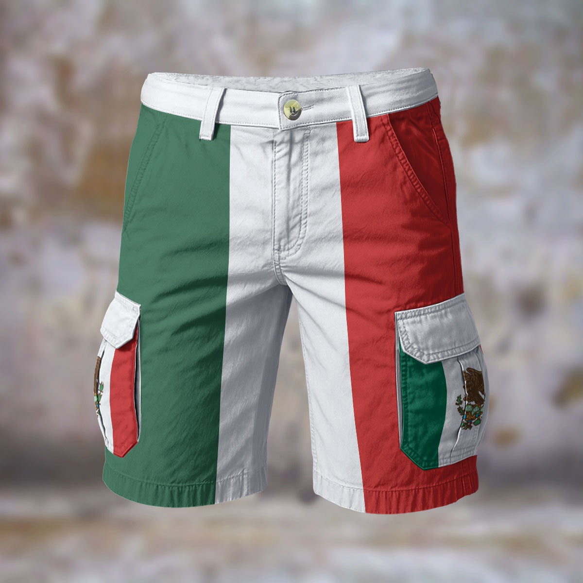 Mexico Flag Inspired Men’s Cargo Shorts (white trim)