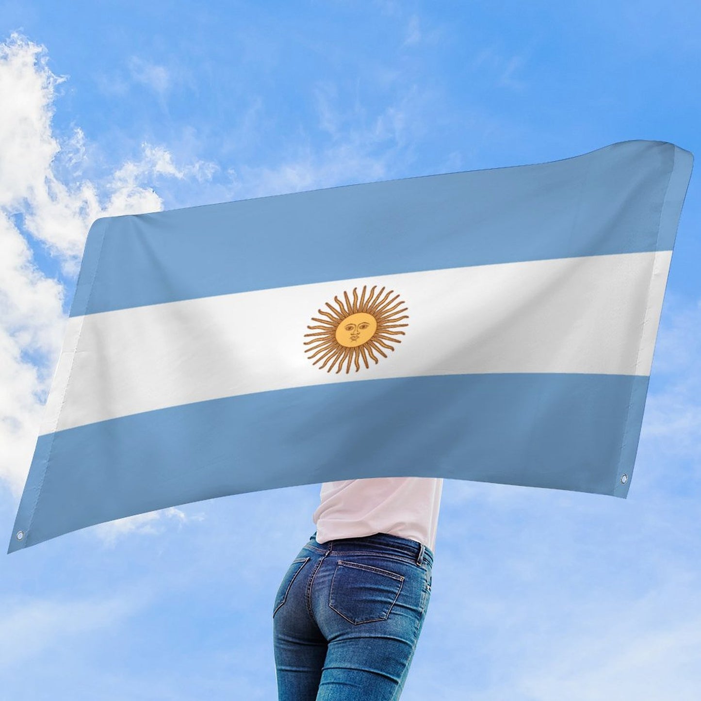 Argentina Flag Inspired Wall Mount Flag with Four Grommets (35x59 in)