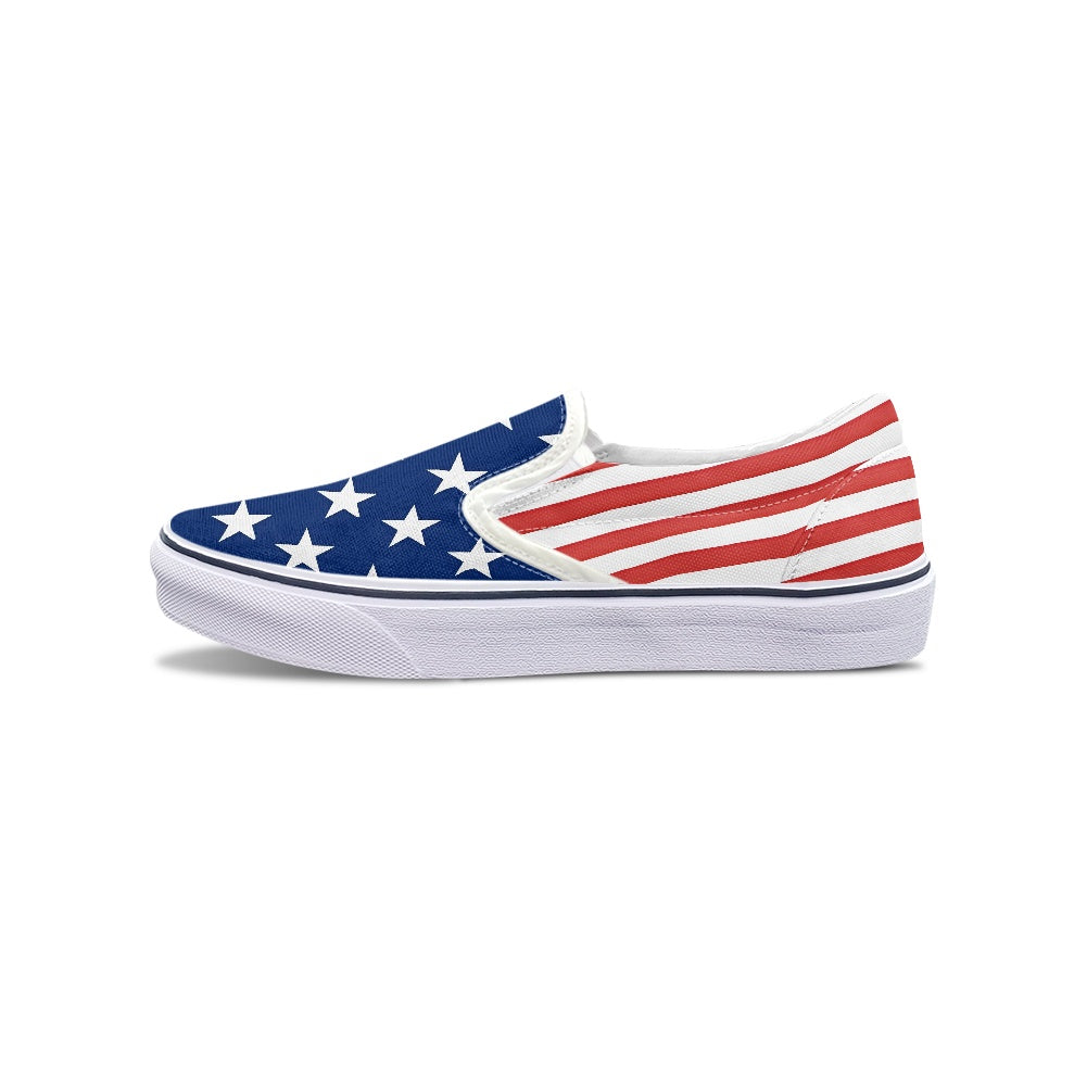 American Flag Inspired Patriotic Slip-On Canvas Sneakers USA Pride - Luv My Flag