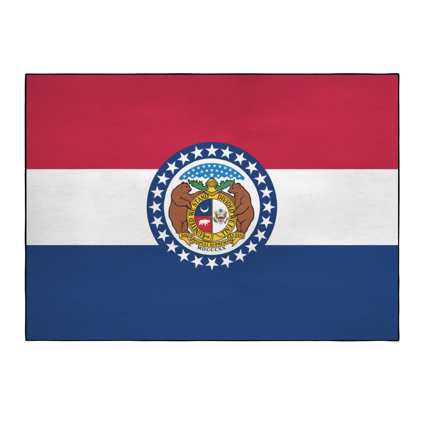 Missouri Flag Inspired 84x60 Inch Area Rug with Black Binding (Made in the USA)