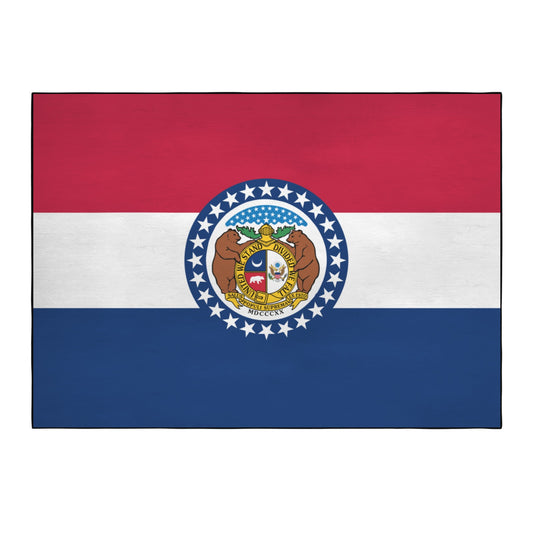 Missouri Flag Inspired 84x60 Inch Area Rug with Black Binding (Made in the USA)