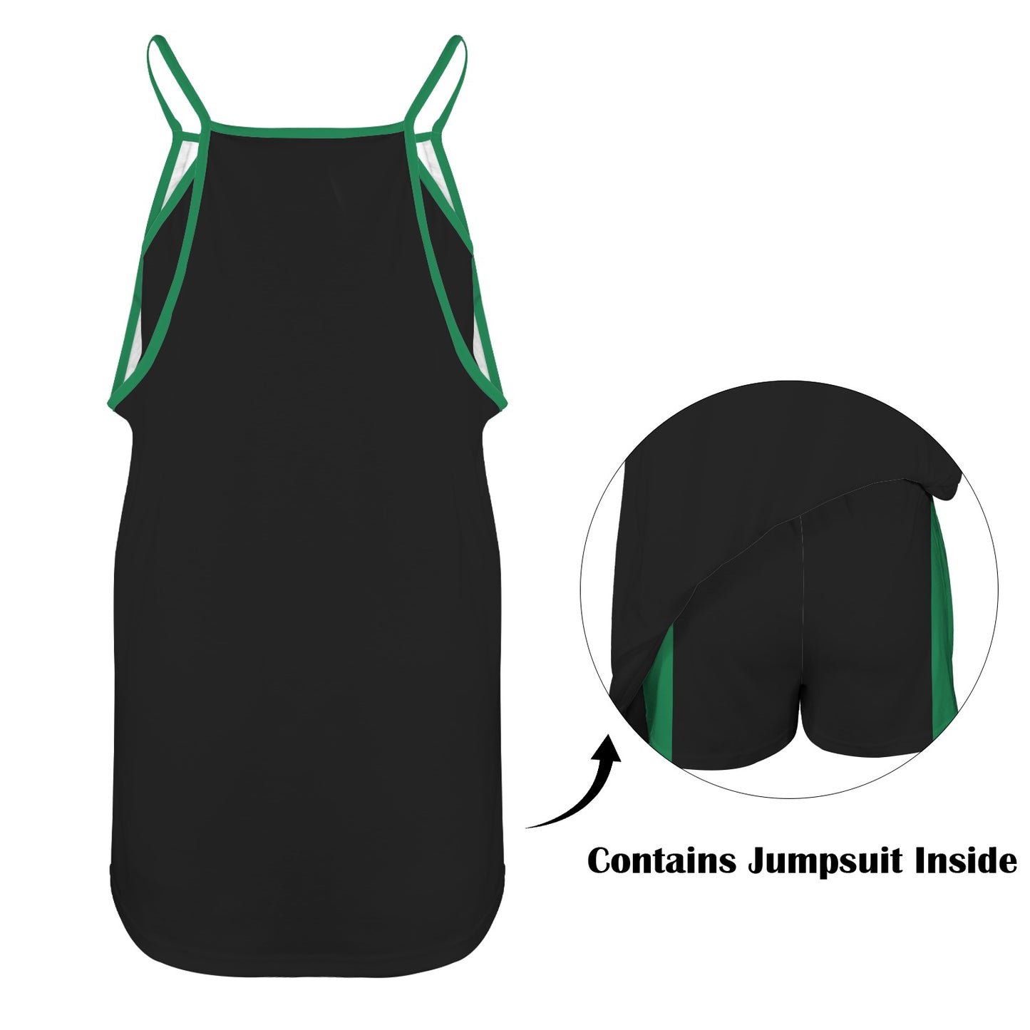 Thin Green Line Flag Inspired Women's Double-Layered Camisole Dress