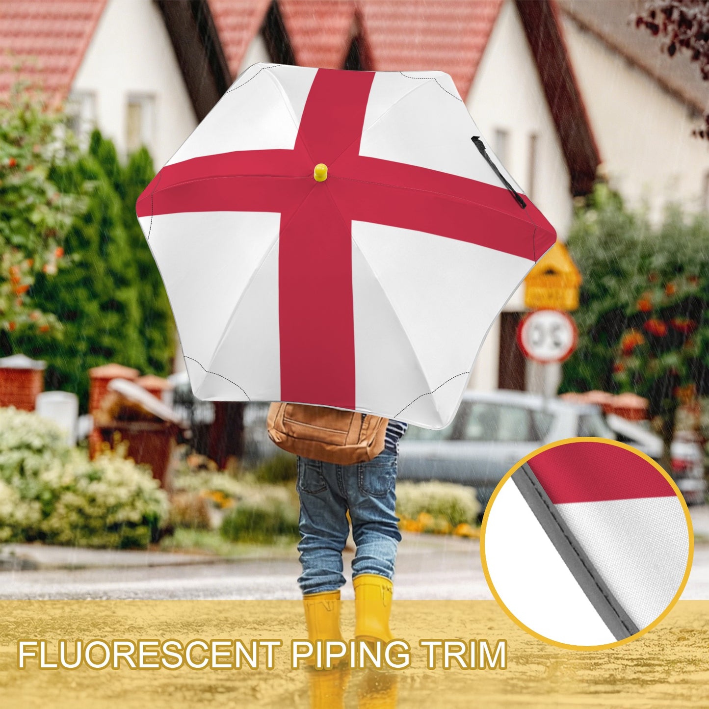 England Flag Inspired Kids Safe Round Corner Umbrella