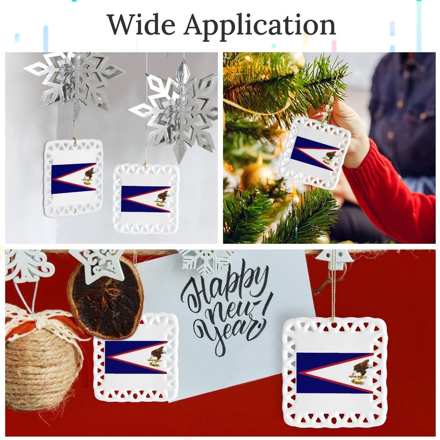 American Samoa Flag Inspired Square Ceramic Ornament Made in the USA