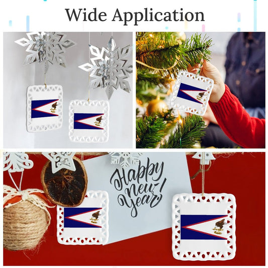 American Samoa Flag Inspired Square Ceramic Ornament Made in the USA