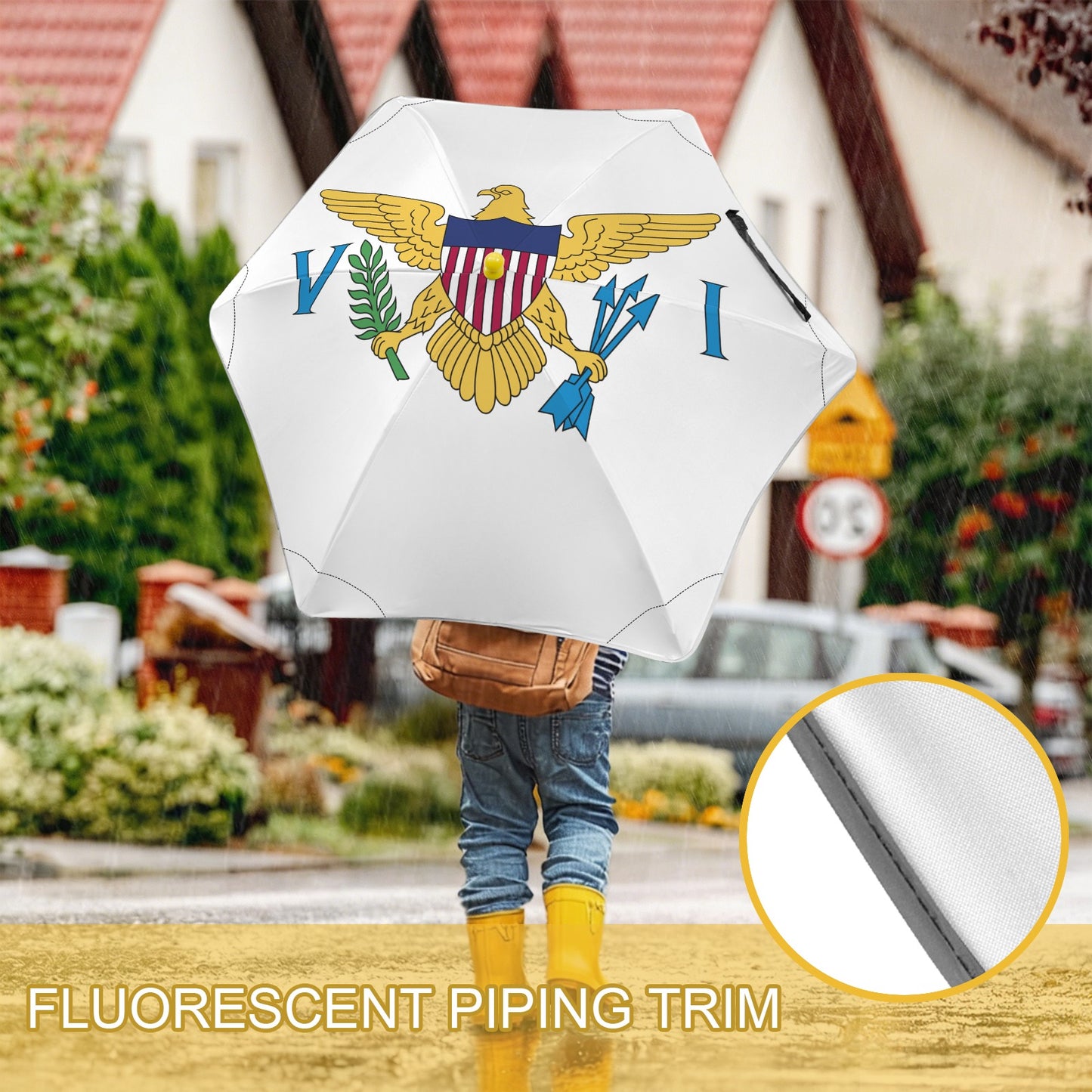 Virgin Islands (US) Flag  Inspired Kids Safe Round Corner Umbrella