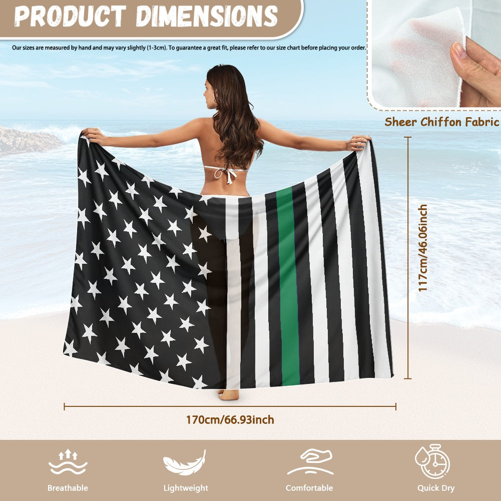 Thin Green Line Flag Inspired Bikini Cover-Up Style-1